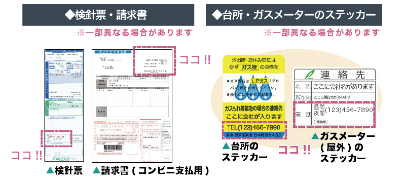 検針票・請求書　台所・ガスメーターのステッカー